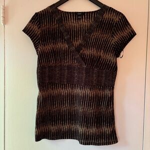 Alfani Brown and Black Short Sleeve Top - Size Large